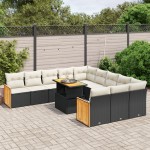 vidaXL Set canapele de grădină cu perne, 11 piese, negru, poliratan vidaXL Set canapele de grădină cu perne, 11 piese, negru, poliratan