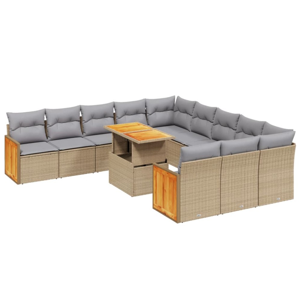 vidaXL Set canapele de grădină cu perne, 11 piese, bej, poliratan