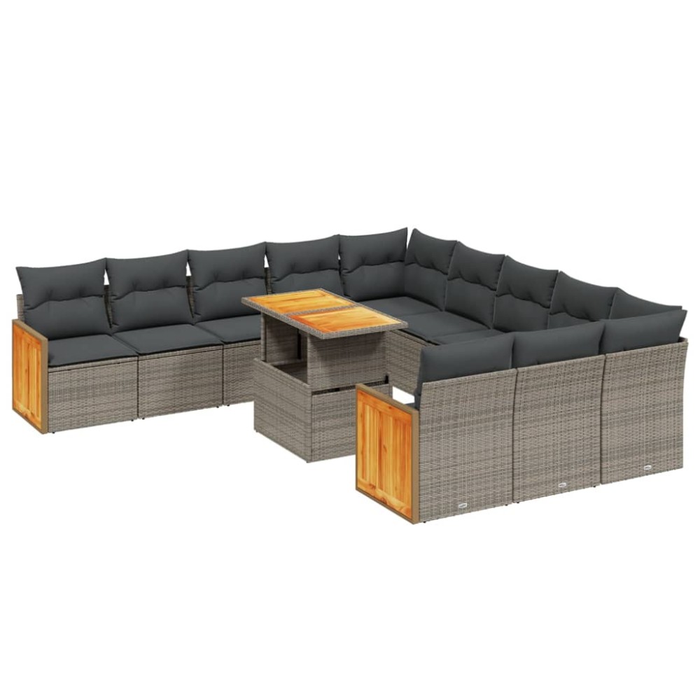 vidaXL Set canapele de grădină cu perne, 11 piese, gri, poliratan