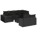 vidaXL Set canapele de grădină cu perne, 11 piese, negru, poliratan