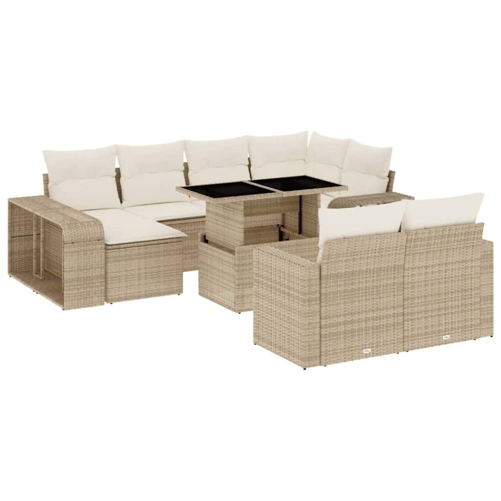 vidaXL Set canapele de grădină cu perne, 11 piese, bej, poliratan