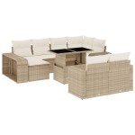 vidaXL Set canapele de grădină cu perne, 11 piese, bej, poliratan