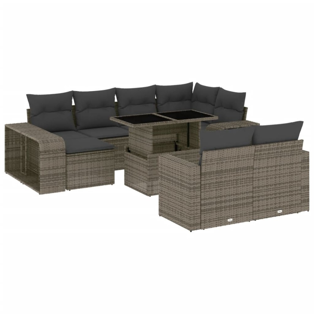 vidaXL Set canapele de grădină cu perne, 11 piese, gri, poliratan