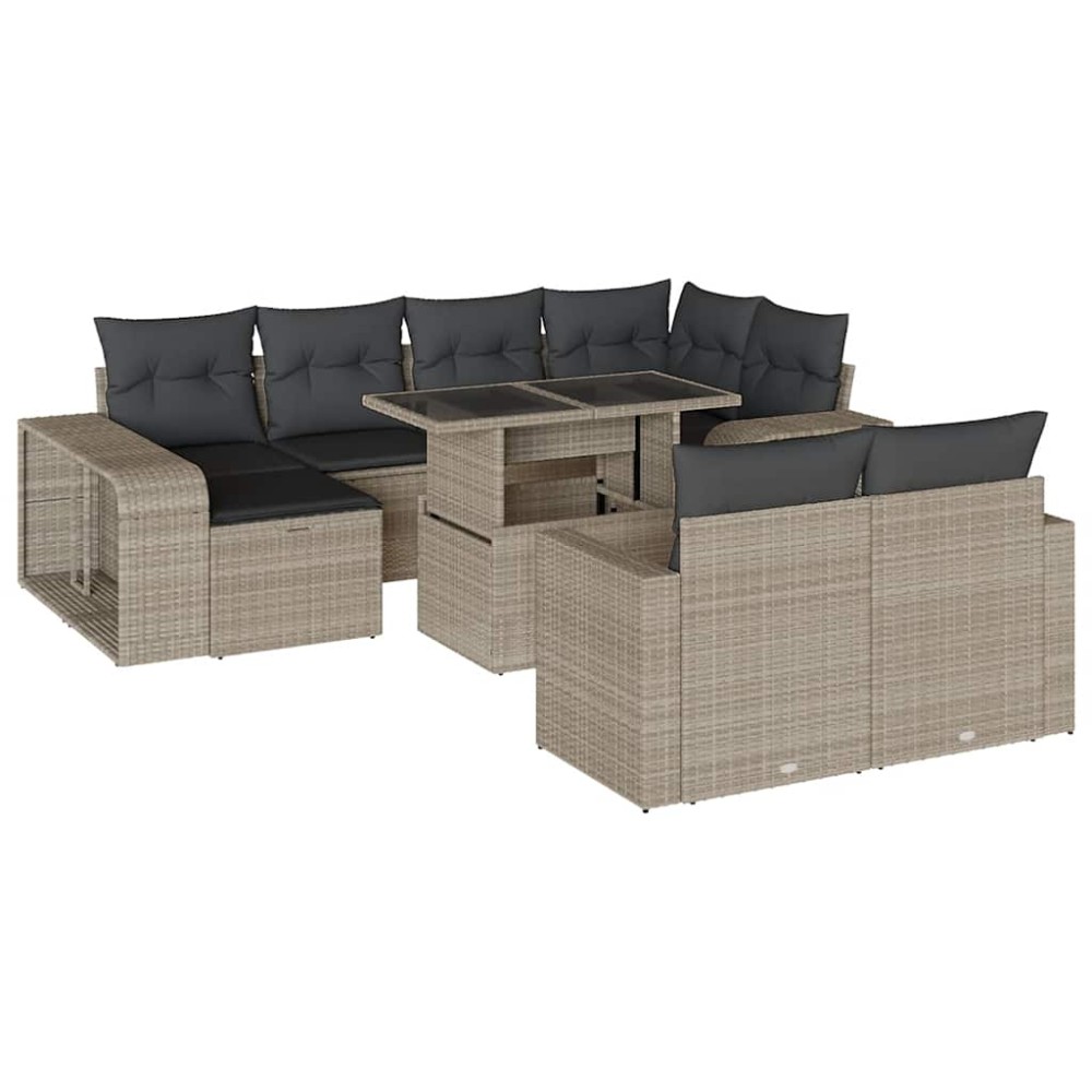 vidaXL Set canapele de grădină cu perne, 11 piese, gri, poliratan