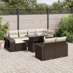 vidaXL Set canapele de grădină cu perne, 11 piese, maro, poliratan vidaXL Set canapele de grădină cu perne, 11 piese, maro, poliratan