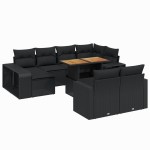 vidaXL Set canapele de grădină cu perne, 11 piese, negru, poliratan vidaXL Set canapele de grădină cu perne, 11 piese, negru, poliratan