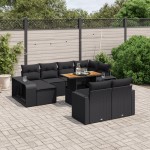 vidaXL Set canapele de grădină cu perne, 11 piese, negru, poliratan vidaXL Set canapele de grădină cu perne, 11 piese, negru, poliratan