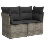 vidaXL Set mobilier grădină cu perne, 6 piese, gri, poliratan