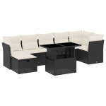 vidaXL Set mobilier de grădină cu perne, 8 piese, negru, poliratan