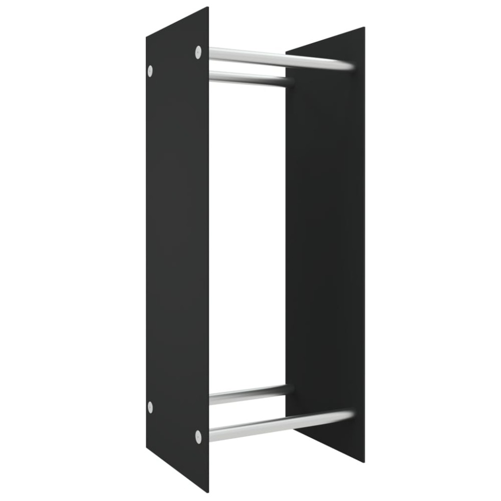 vidaXL Rastel lemne de foc negru 40x35x100 cm sticlă securizată