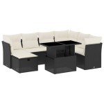 vidaXL Set mobilier de grădină cu perne, 8 piese, negru, poliratan vidaXL Set mobilier de grădină cu perne, 8 piese, negru, poliratan