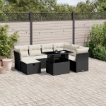 vidaXL Set mobilier de grădină cu perne, 8 piese, negru, poliratan vidaXL Set mobilier de grădină cu perne, 8 piese, negru, poliratan