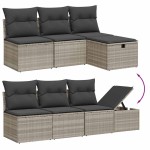 vidaXL Set mobilier de grădină cu perne, 8 piese gri deschis poliratan vidaXL Set mobilier de grădină cu perne, 8 piese gri deschis poliratan