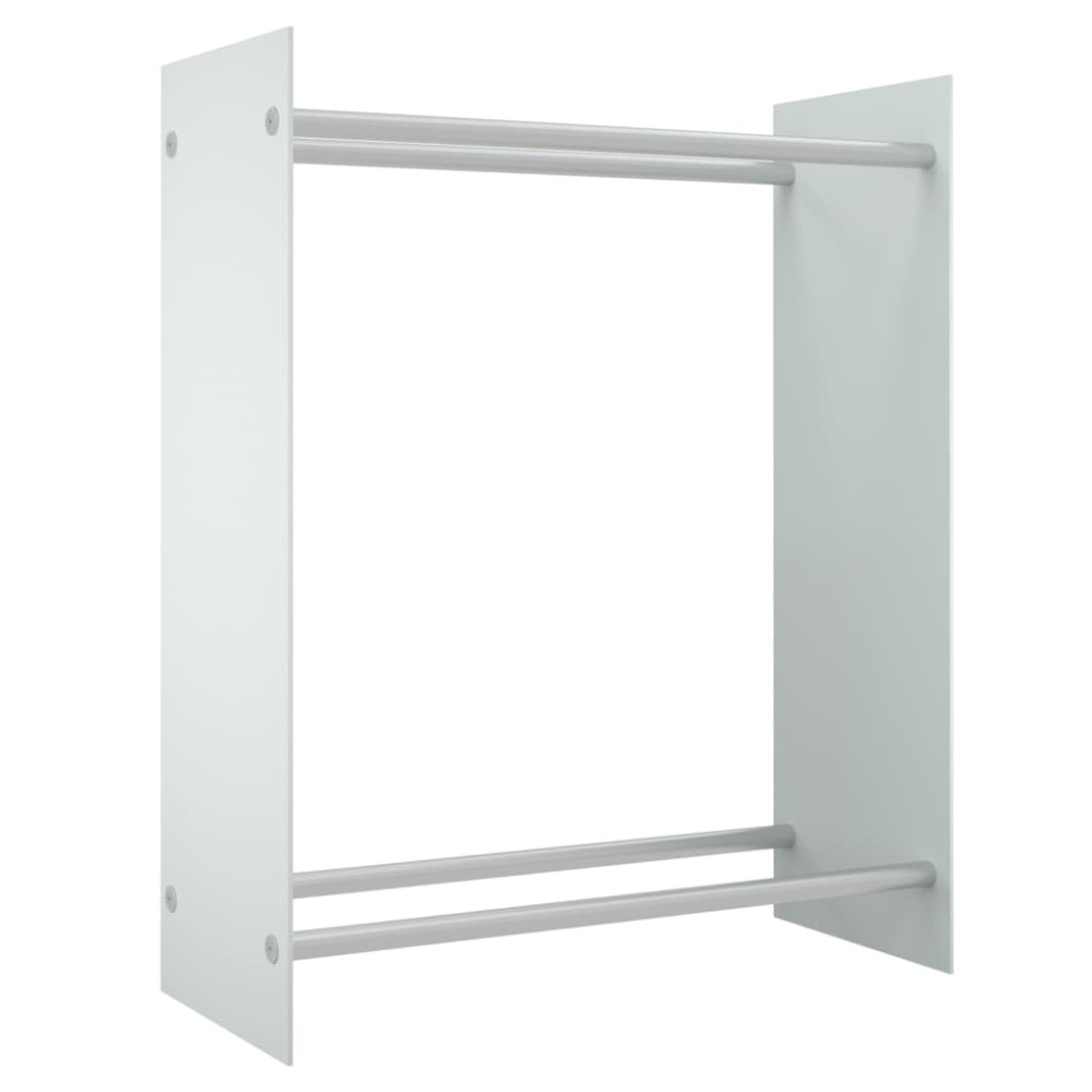vidaXL Rastel lemne de foc, alb, 80x35x100 cm, sticlă securizată