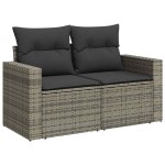 vidaXL Set mobilier grădină cu perne, 6 piese, gri, poliratan vidaXL Set mobilier grădină cu perne, 6 piese, gri, poliratan