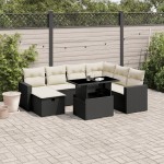 vidaXL Set mobilier de grădină cu perne, 8 piese, negru, poliratan vidaXL Set mobilier de grădină cu perne, 8 piese, negru, poliratan