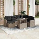 vidaXL Set mobilier de grădină cu perne, 8 piese gri deschis poliratan vidaXL Set mobilier de grădină cu perne, 8 piese gri deschis poliratan