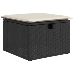 vidaXL Set mobilier de grădină cu perne, 9 piese, negru, poliratan vidaXL Set mobilier de grădină cu perne, 9 piese, negru, poliratan
