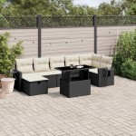 vidaXL Set mobilier de grădină cu perne, 8 piese, negru, poliratan vidaXL Set mobilier de grădină cu perne, 8 piese, negru, poliratan