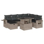 vidaXL Set mobilier de grădină cu perne, 8 piese gri deschis poliratan