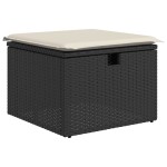 vidaXL Set mobilier de grădină cu perne, 9 piese, negru, poliratan
