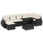 vidaXL Set mobilier de grădină cu perne, 8 piese, negru, poliratan vidaXL Set mobilier de grădină cu perne, 8 piese, negru, poliratan