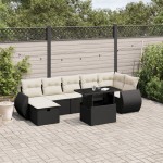 vidaXL Set mobilier de grădină cu perne, 8 piese, negru, poliratan vidaXL Set mobilier de grădină cu perne, 8 piese, negru, poliratan