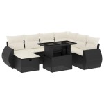 vidaXL Set mobilier de grădină cu perne, 8 piese, negru, poliratan