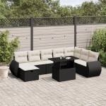 vidaXL Set mobilier de grădină cu perne, 9 piese, negru, poliratan vidaXL Set mobilier de grădină cu perne, 9 piese, negru, poliratan