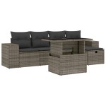 vidaXL Set mobilier grădină cu perne, 6 piese, gri, poliratan