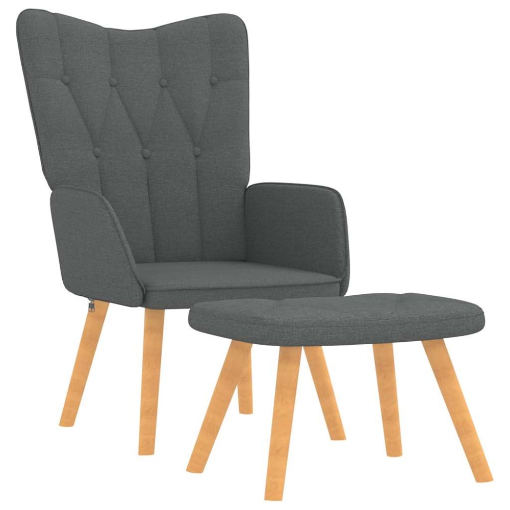 vidaXL Scaun de relaxare cu taburet, gri închis, textil