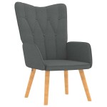 vidaXL Scaun de relaxare cu taburet, gri închis, textil vidaXL Scaun de relaxare cu taburet, gri închis, textil