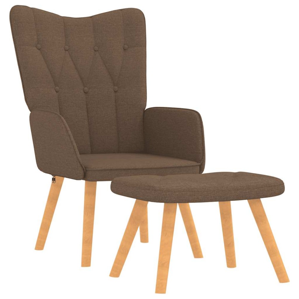 vidaXL Scaun de relaxare cu taburet, maro, material textil