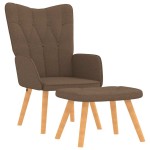 vidaXL Scaun de relaxare cu taburet, maro, material textil vidaXL Scaun de relaxare cu taburet, maro, material textil