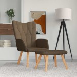 vidaXL Scaun de relaxare cu taburet, maro, material textil vidaXL Scaun de relaxare cu taburet, maro, material textil