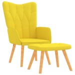 vidaXL Scaun relaxare cu taburet, galben muștar, textil vidaXL Scaun relaxare cu taburet, galben muștar, textil