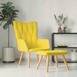 vidaXL Scaun relaxare cu taburet, galben muștar, textil vidaXL Scaun relaxare cu taburet, galben muștar, textil