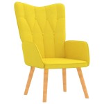 vidaXL Scaun relaxare cu taburet, galben muștar, textil vidaXL Scaun relaxare cu taburet, galben muștar, textil