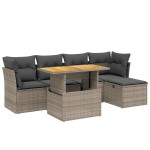 vidaXL Set mobilier grădină cu perne, 6 piese, gri, poliratan vidaXL Set mobilier grădină cu perne, 6 piese, gri, poliratan