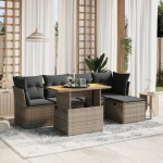vidaXL Set mobilier grădină cu perne, 6 piese, gri, poliratan vidaXL Set mobilier grădină cu perne, 6 piese, gri, poliratan