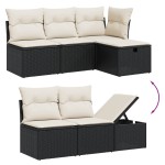 vidaXL Set mobilier de grădină cu perne, 8 piese, negru, poliratan
