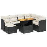 vidaXL Set mobilier de grădină cu perne, 8 piese, negru, poliratan