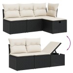 vidaXL Set mobilier de grădină cu perne, 9 piese, negru, poliratan vidaXL Set mobilier de grădină cu perne, 9 piese, negru, poliratan
