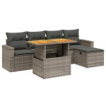 vidaXL Set mobilier grădină cu perne, 6 piese, gri, poliratan