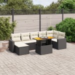 vidaXL Set mobilier de grădină cu perne, 8 piese, negru, poliratan vidaXL Set mobilier de grădină cu perne, 8 piese, negru, poliratan