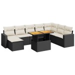 vidaXL Set mobilier de grădină cu perne, 9 piese, negru, poliratan vidaXL Set mobilier de grădină cu perne, 9 piese, negru, poliratan