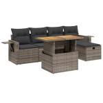 vidaXL Set mobilier grădină cu perne, 6 piese, gri, poliratan