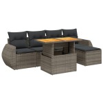 vidaXL Set mobilier grădină cu perne, 6 piese, gri, poliratan
