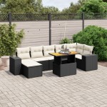 vidaXL Set mobilier de grădină cu perne, 8 piese, negru, poliratan vidaXL Set mobilier de grădină cu perne, 8 piese, negru, poliratan