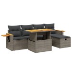 vidaXL Set mobilier grădină cu perne, 6 piese, gri, poliratan vidaXL Set mobilier grădină cu perne, 6 piese, gri, poliratan